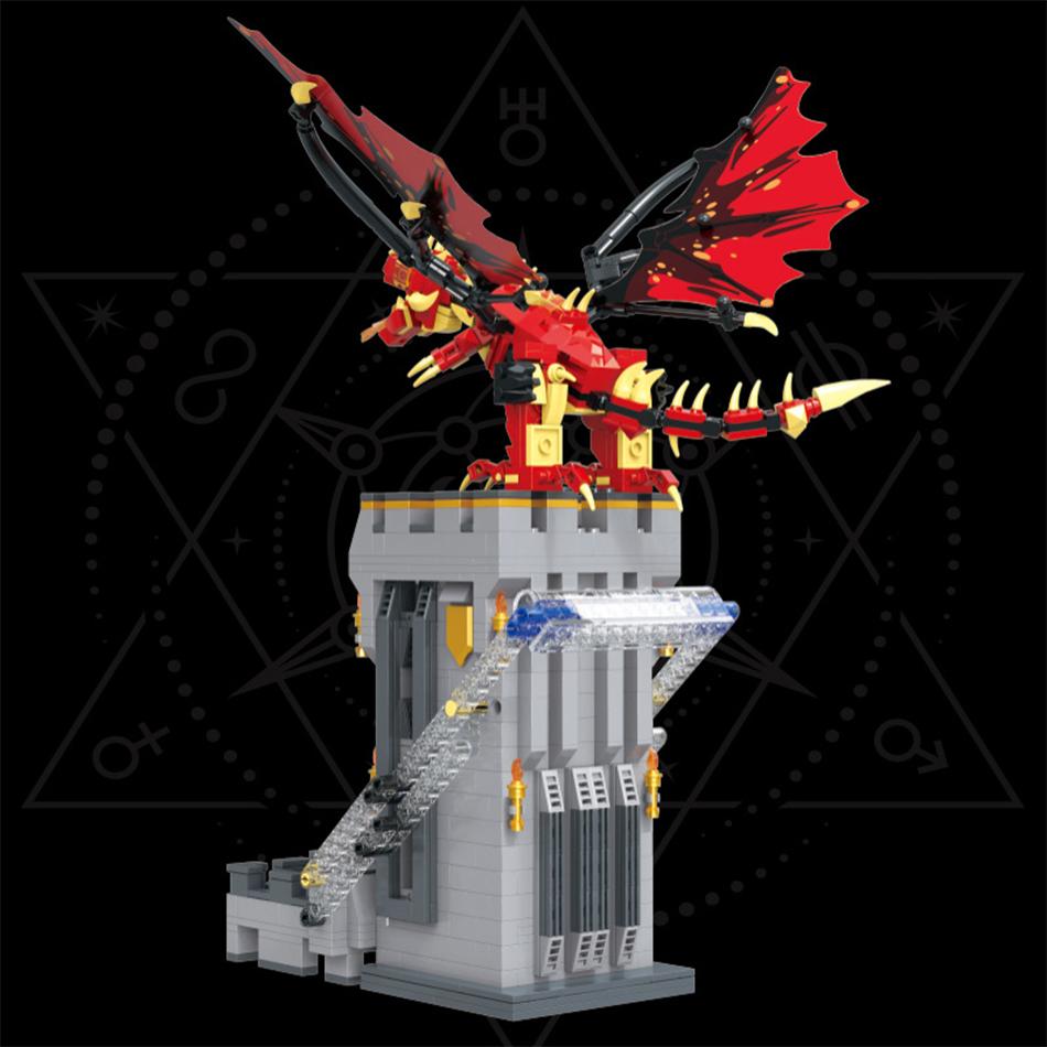 1176Pcs MOC Dragons Game Roller Dice Tower Building Blocks Set And Dungeonsed Self-Loading Dice Bricks Toys Kids Christmas Gift