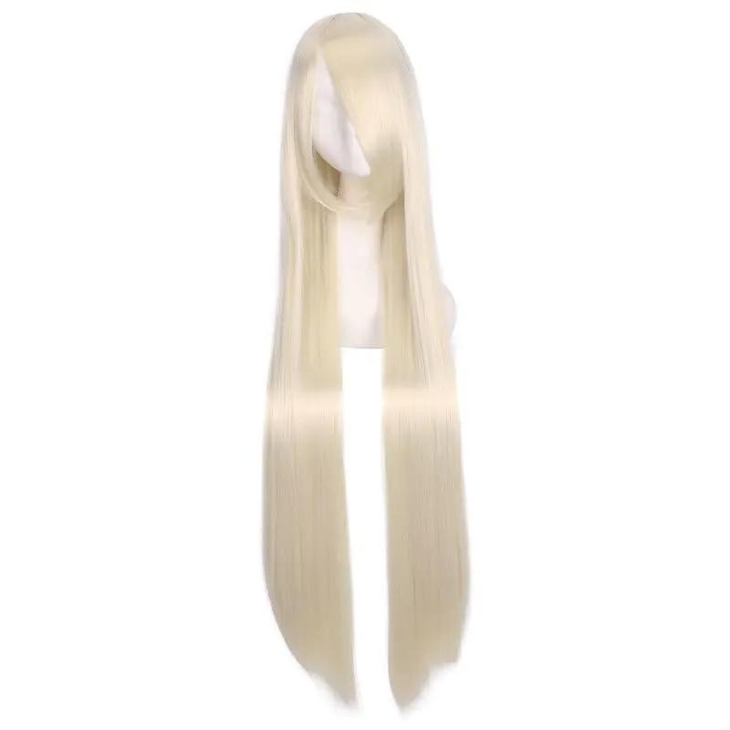 100cm Colored Straight Bangs Women's Synthetic Wig Heat Resistant Fiber Multi Color Party Anime Roleplay Free Wig Cap