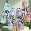 1PC Warrior Girls Will Be Girls 750ml Color Plastic Sports Water Bottle Leakproof Flip Straw Lid Suitable for Sports Office Home Use