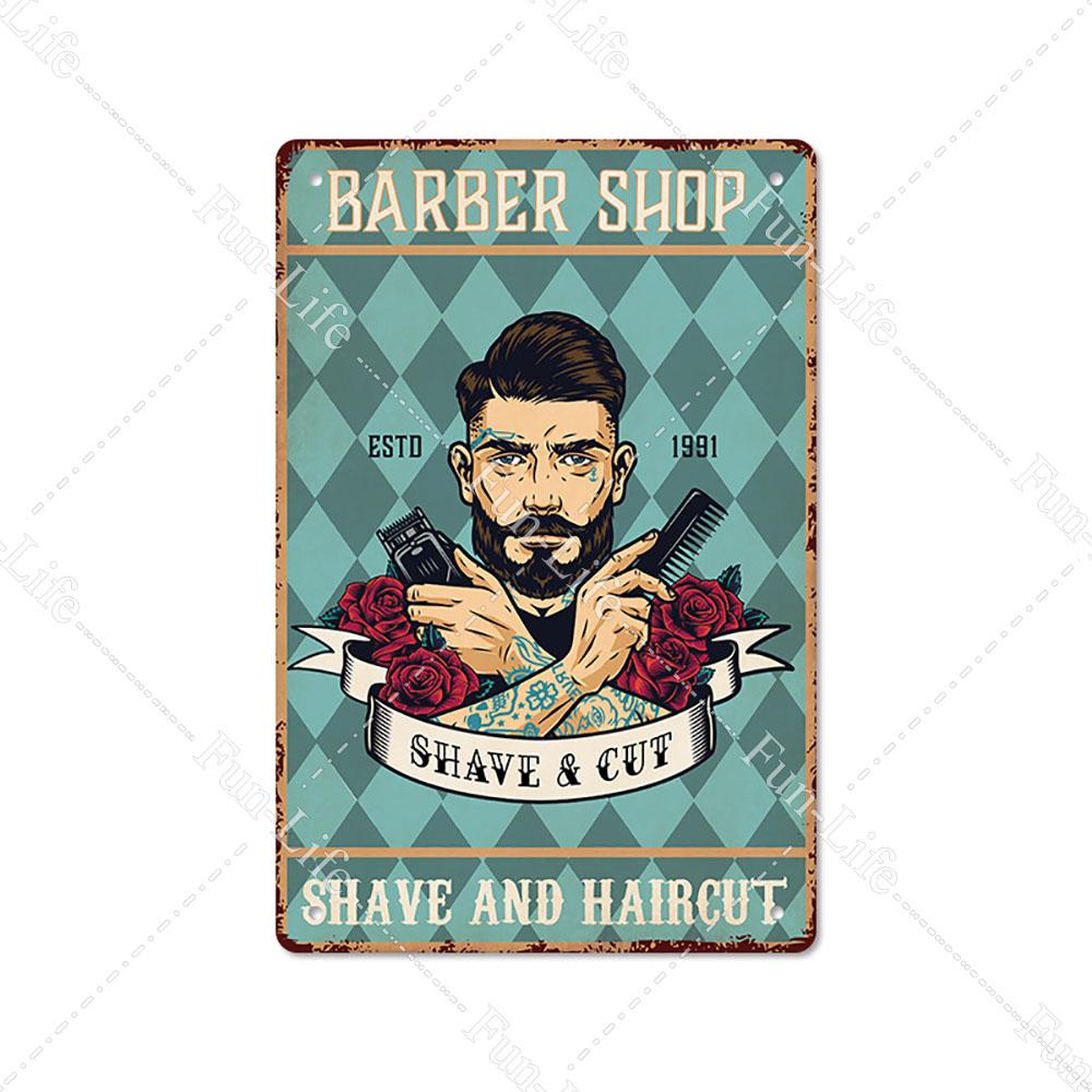

2024 Новый парикмахерский ретро-плакат, винтажный домашний декор, ретро-металлические жестяные знаки, паб, гараж, настенное искусство, домашний декор 20x30 см 20x30cm