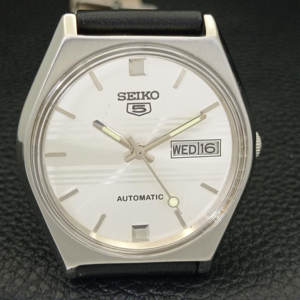 AUTOMATIC 6309A VINTAGE SEIKO 5 JAPAN MENS SILVER COLOR DIAL WATCH A701516-5 R206b-a701516
