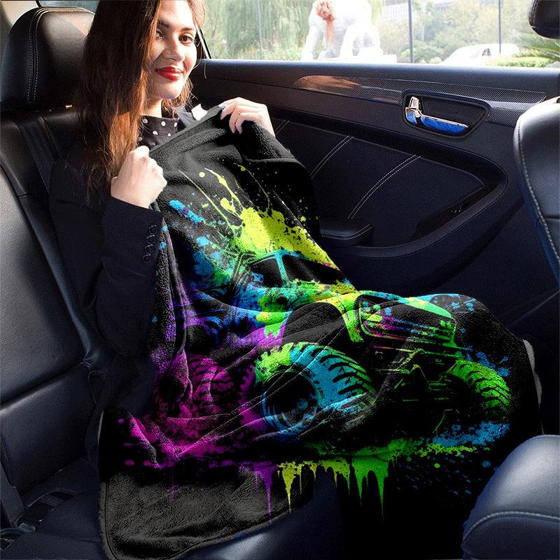 1pc Monster Truck Printing Lightweight Flannel Blanket, Comfortable and Warm Blanket,  Sofa Bed and Couch Office, Suitable for Gift Blankets