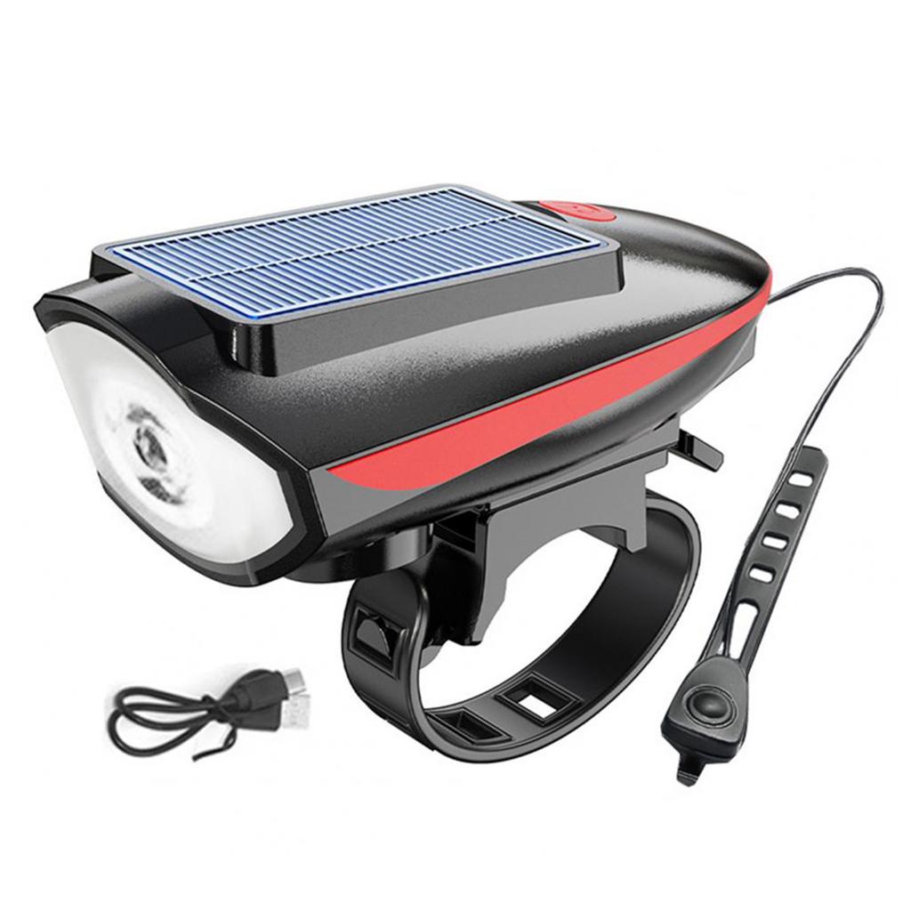 Solar Power Bike Light Waterproof Bicycle Headlight 120 Decibel Horn High Brightness
