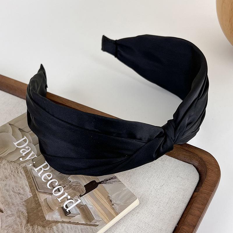 Retro Coffee Color Satin Knotted Wide Headbands for Woman Temperament Elegant Hairband Hair Hoop Female Fashion Hair Accessories