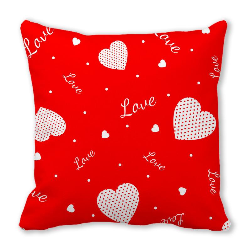 Home Decor Red Heart Patterns: Love themed Pillow Covers Pattern Cushion Cover Suitable for Sofa Bedroom Car Pillow Cover