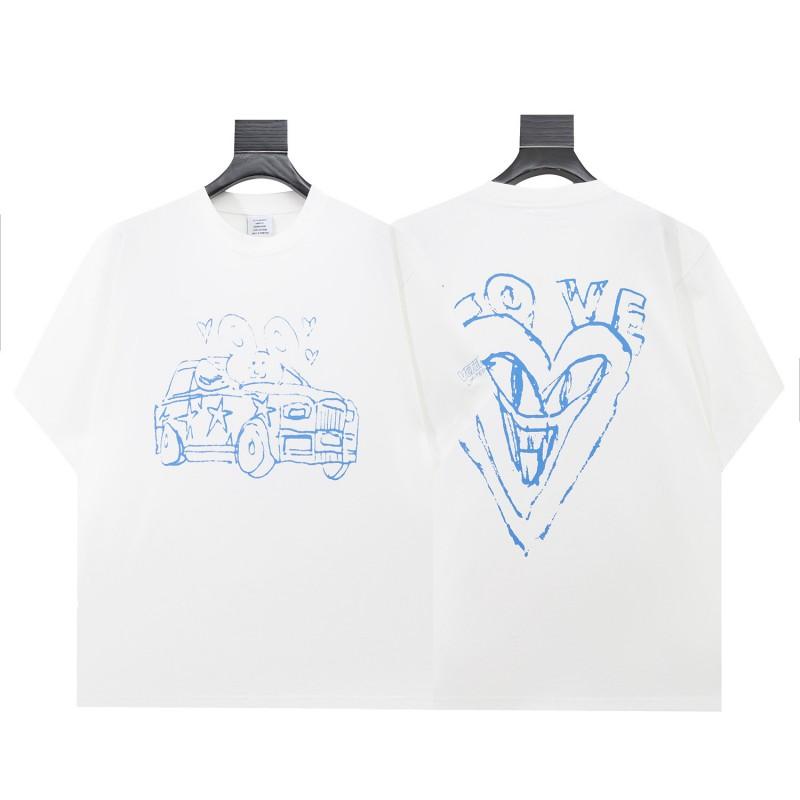 Unisex Übergroßes Vintage Gewaschenes Baumwoll-T-Shirt Mit Gesticktem Buchstaben-Print Lässiges T-Shirt