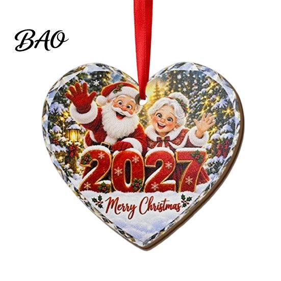 Decorative Wooden Crafts Christmas Tree Pendants with Red Rope, Cute Cartoon Hanging Ornaments Gifts for Family Holiday Home Decoration, Fireplace And