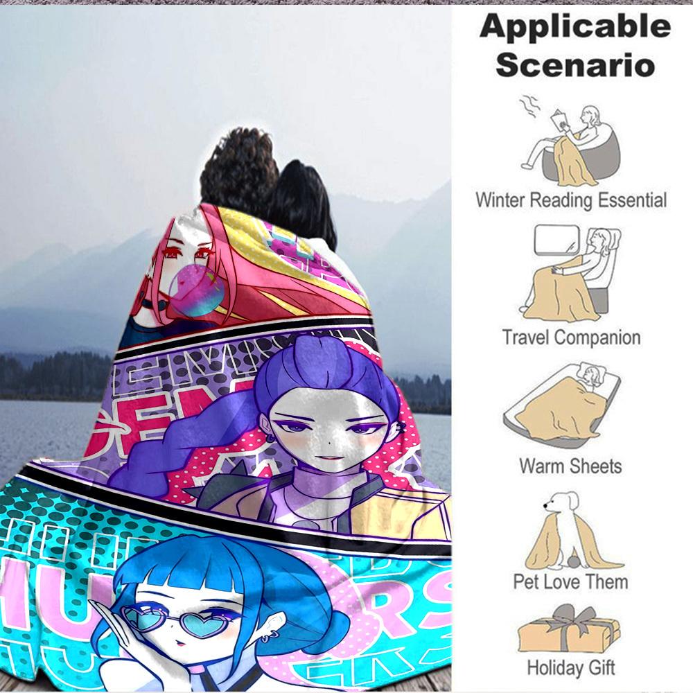 1pc K Pop, Demon Hunter Soft Comfortable Blanket Digital Print, All Season Multipurpose Knit Fabric Bedding, Office, Sofa Home Decor Blanket