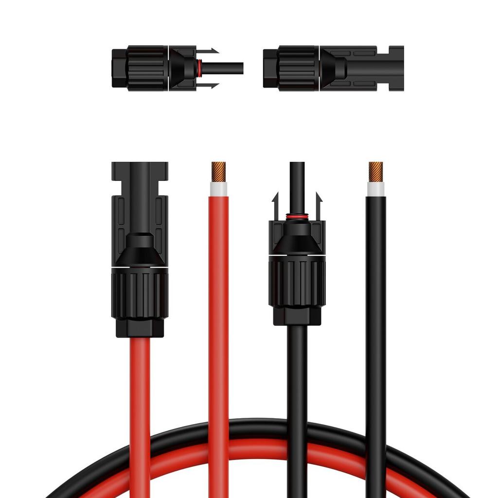 30.48m/100FT Solar Panel Extension Wire Female & Male Connectors 6mm²/10AWG Set of 2