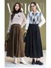 Brand Velvet A-Line Midi Skirt: Women's 2025 Autumn/Winter Elastic Waist, Slimming, Fashionable, Versatile Long Skirt