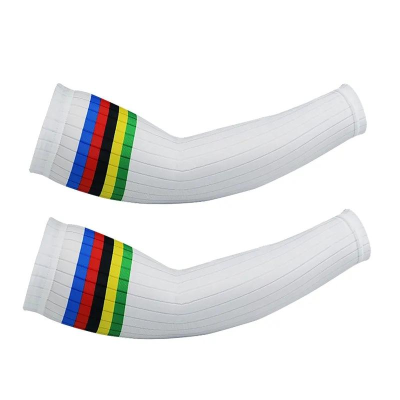 Arm Cover Cycling Sleeves UV Striped Fabric Running Sunscreen Sports Bike Outdoor Arm Warmer