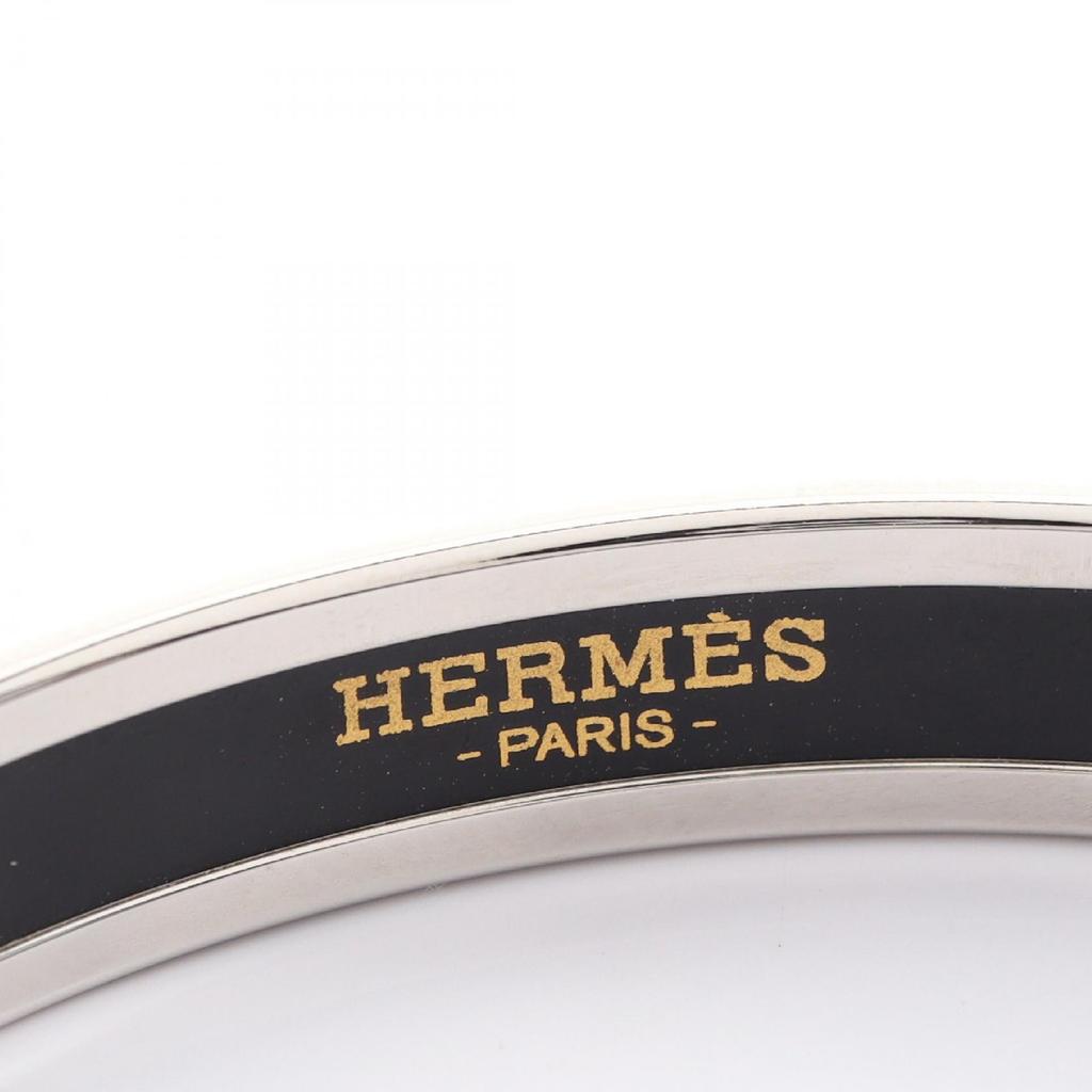 Used HERMES EmaillePM Celtic Knot Bangle Stainless Steel Cloisonne Silver White Black White Used Women
