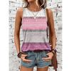 Fashion vest retro striped 3D printed women's casual round neck vest