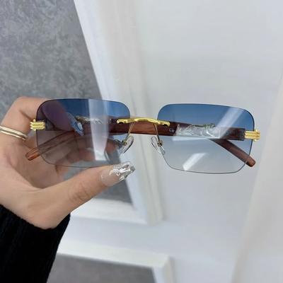 Lunettes de soleil carrées de personnalité Femmes Hommes Lunettes de soleil sans monture Femme Homme Marque de créateur Classique Voyage Extérieur