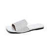 Slippers Casual Square Toe Rhinestone Shoes Flat-bottomed Flip-flops In One Line