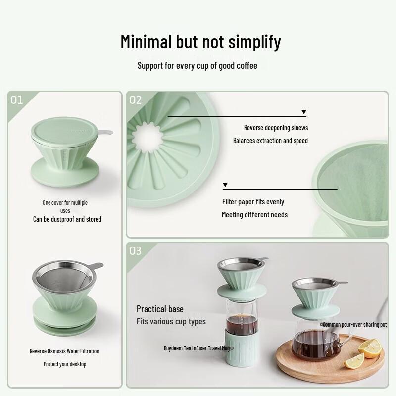 Buydeem Food-Grade Coffee Filter Cup with Sharing Pot