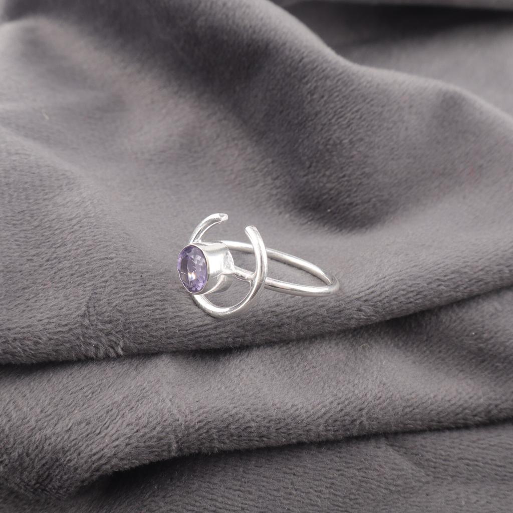 Genuine Iolite Gemstone Ring 925 Sterling Silver Handmade Purple Stone Jewelry RR-54-5