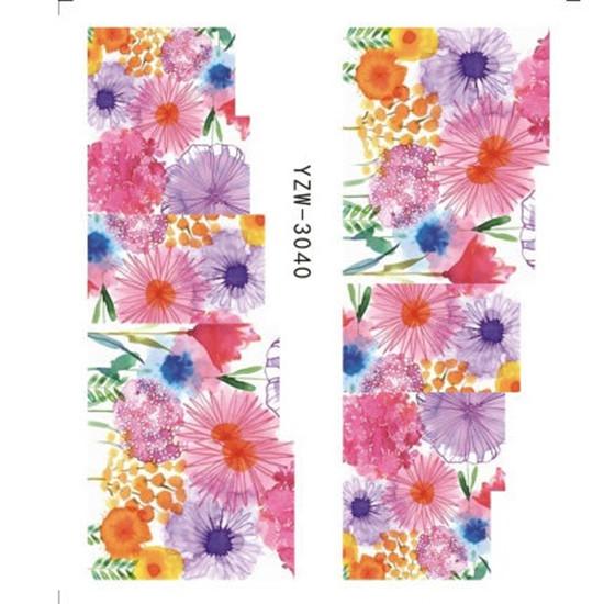 1pc 3D Nail Stickers Spring Summer Natural Flower Leaves Simulation Dried Flower Dragonfly Nail Applique Water Slides Decoration