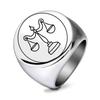 Stainless Steel 22MM Retro Balance Scale Ring - Laser Engraved Smooth Round Design