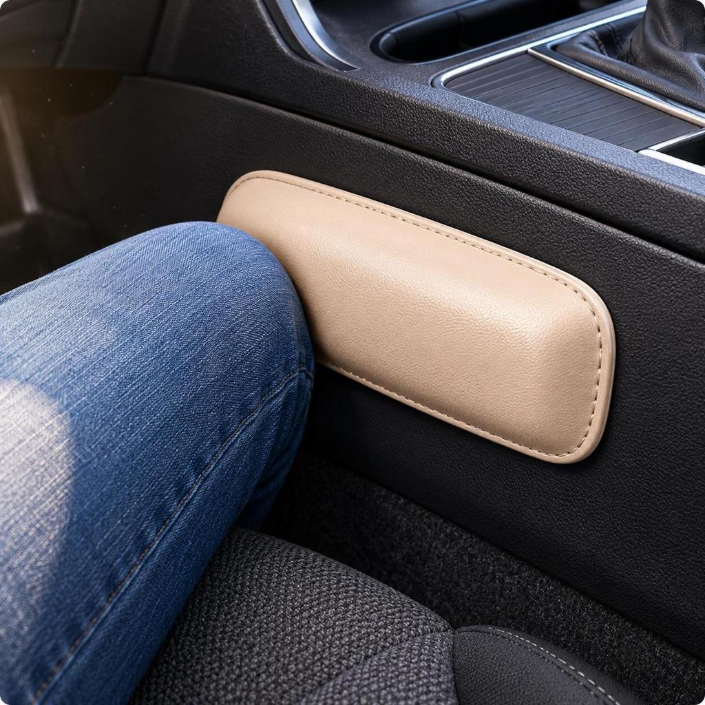 Car Knee Protector Pad Soft Resilient Foam Self Stitched Edges for Armrest Black