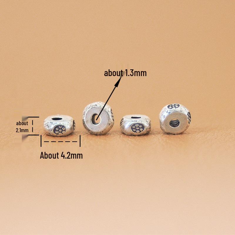 Thai Handmade Silver Floral Spacer Beads - Retro Style Jewelry Accessories for DIY Bracelets