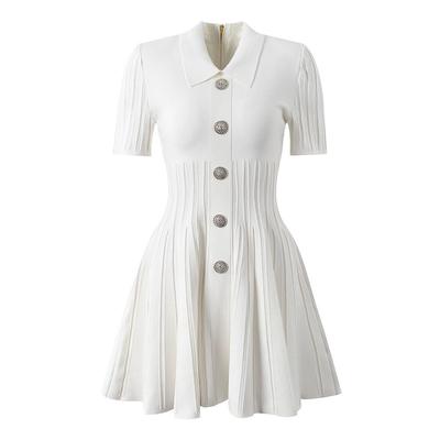 2025 Europäisches & Amerikanisches Sommer-Strickkleid mit Revers und A-Linie für Damen