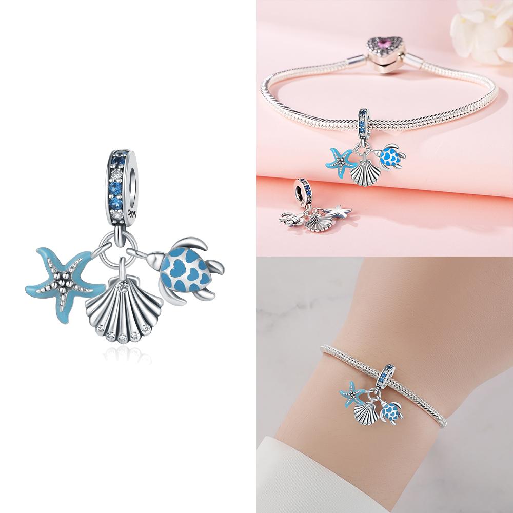 Authentic Murano Blue Turtle Pink Glass Bead Charms Compatible With Bracelets Charm Bead Charms Copper Jewellery Making Diy Anniversary Gift