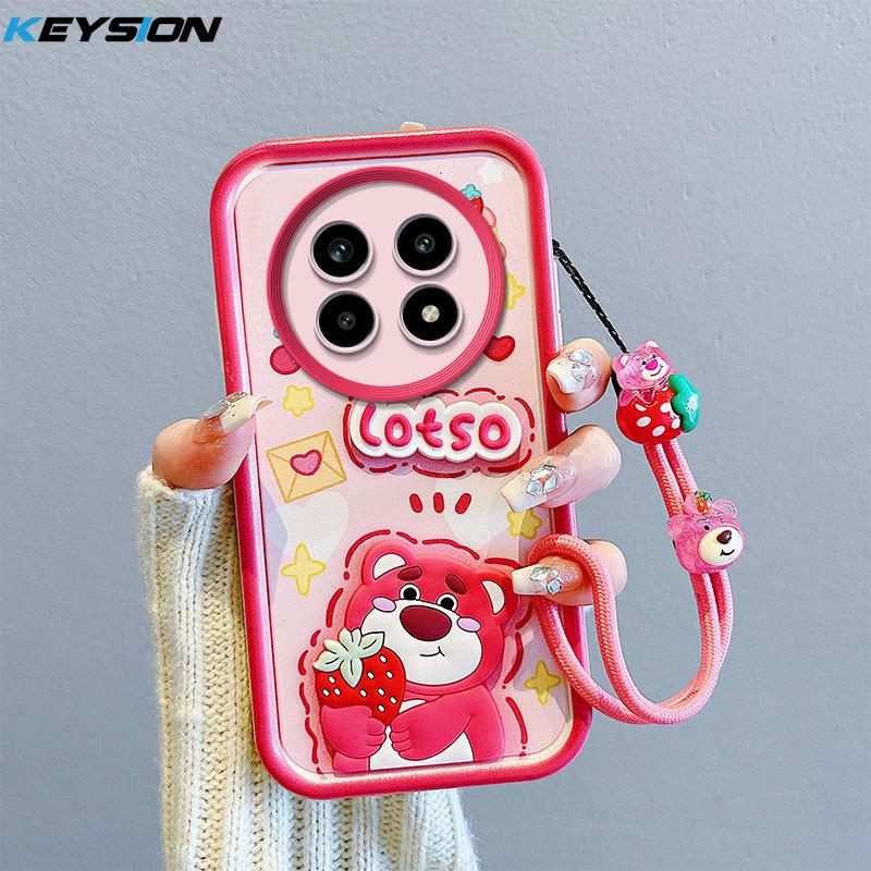 KEYSION Shockproof Case for Realme 13 Pro 5G with Lanyard Silicone Cute 3D Cartoon Doll Phone Cover for Realme 13 Pro+ 5G