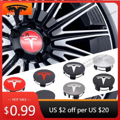 Autosticker Tesla 56mm 4 stuks Toepasbaar op Tesla originele wieldop Model3 Model Y Model S X wieldop bandencentrumkap lo