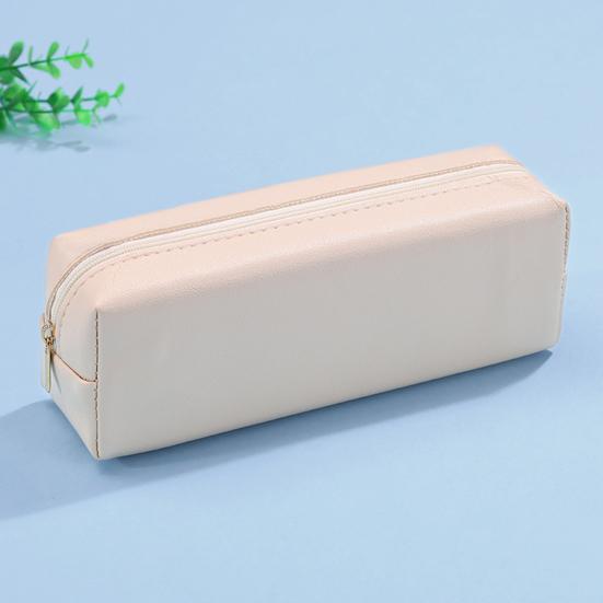 Penneetui Faux Skinn Blyantveske Organizer Liten Glidelås Pennepose Multifunksjonell Kosmetikkveske for Arbeid Reise