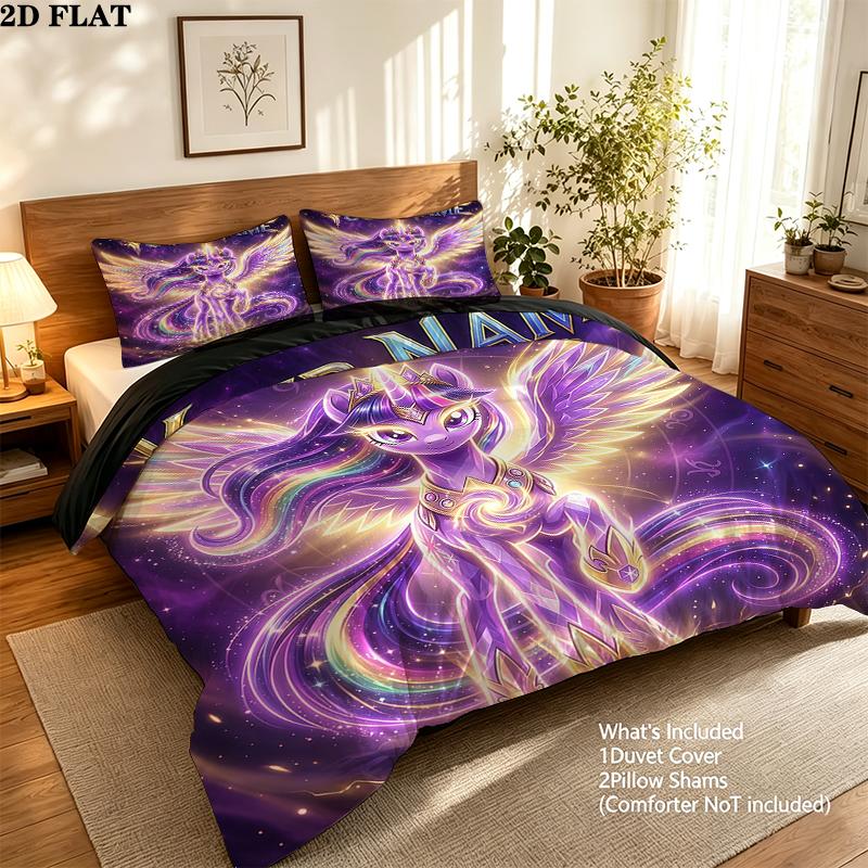 Custom Name,Twilight Sparkle Pattern Bedding Home Decoration Birthday Gift ( 1 Duvet Cover + 2 Pillowcase, Without Core),fan Merchandise.
