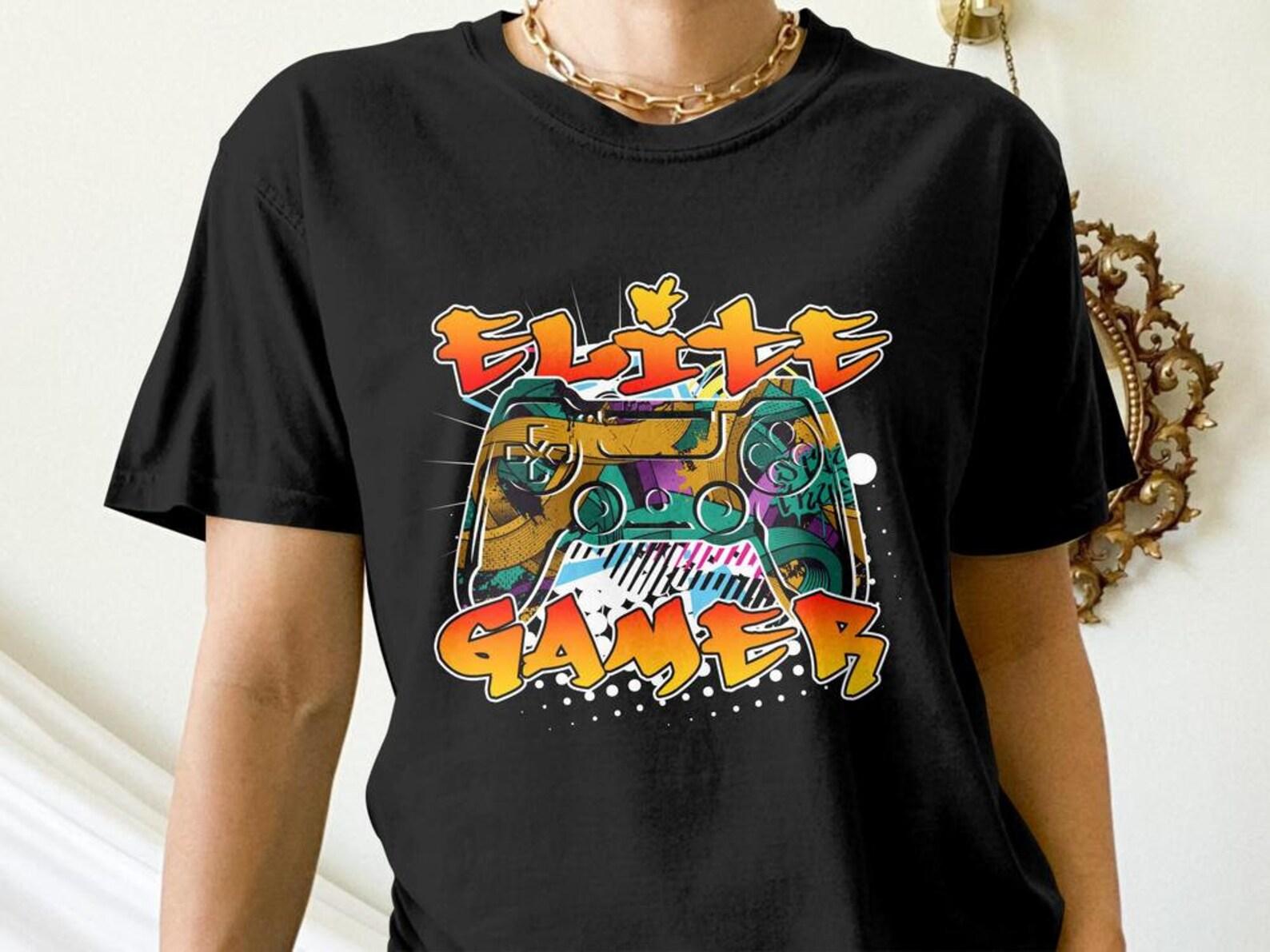 Funny Gamer Shirt, Elite Gamer, Funny Gaming Gift, Video Game Graffiti Tees S