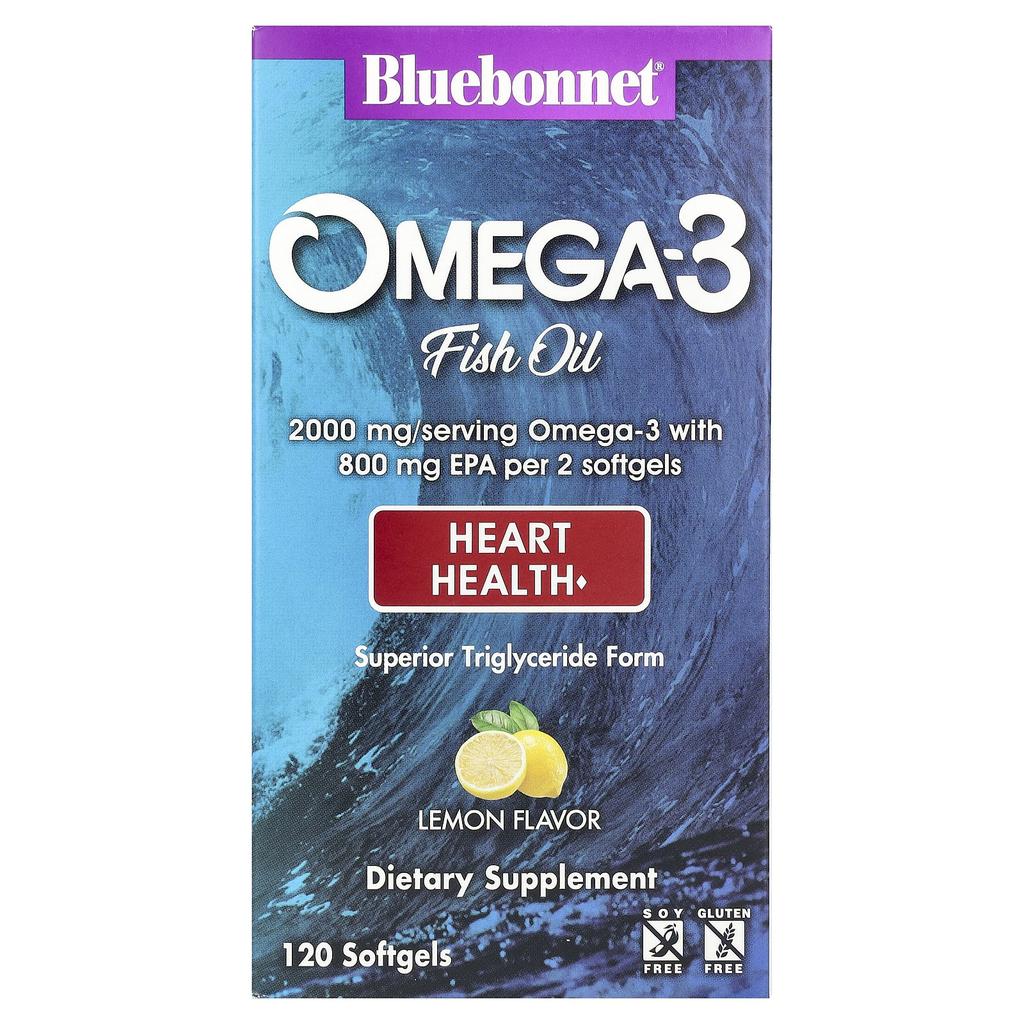 Omega-3 Fish Oil, Heart Health, Lemon Flavor, 120 Softgels (1,000Mg per Softgel)