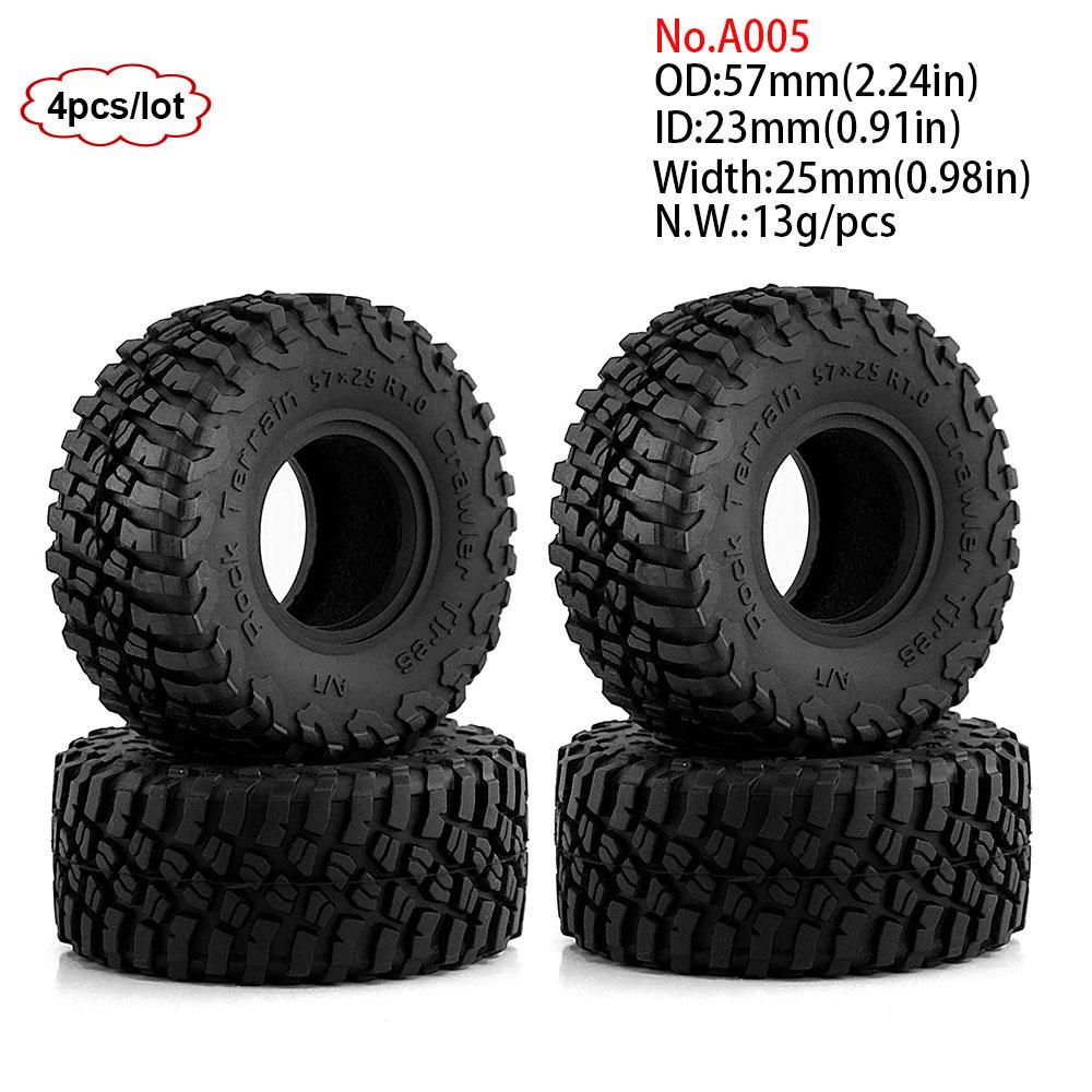 4PCS 1.0inch 57-67mm RC Crawler Tires Wheel Rim for 1/18 RC Rock Crawler Axial SCX24 Bronco AX24 TRX4M Defender FMS FCX18 FCX24