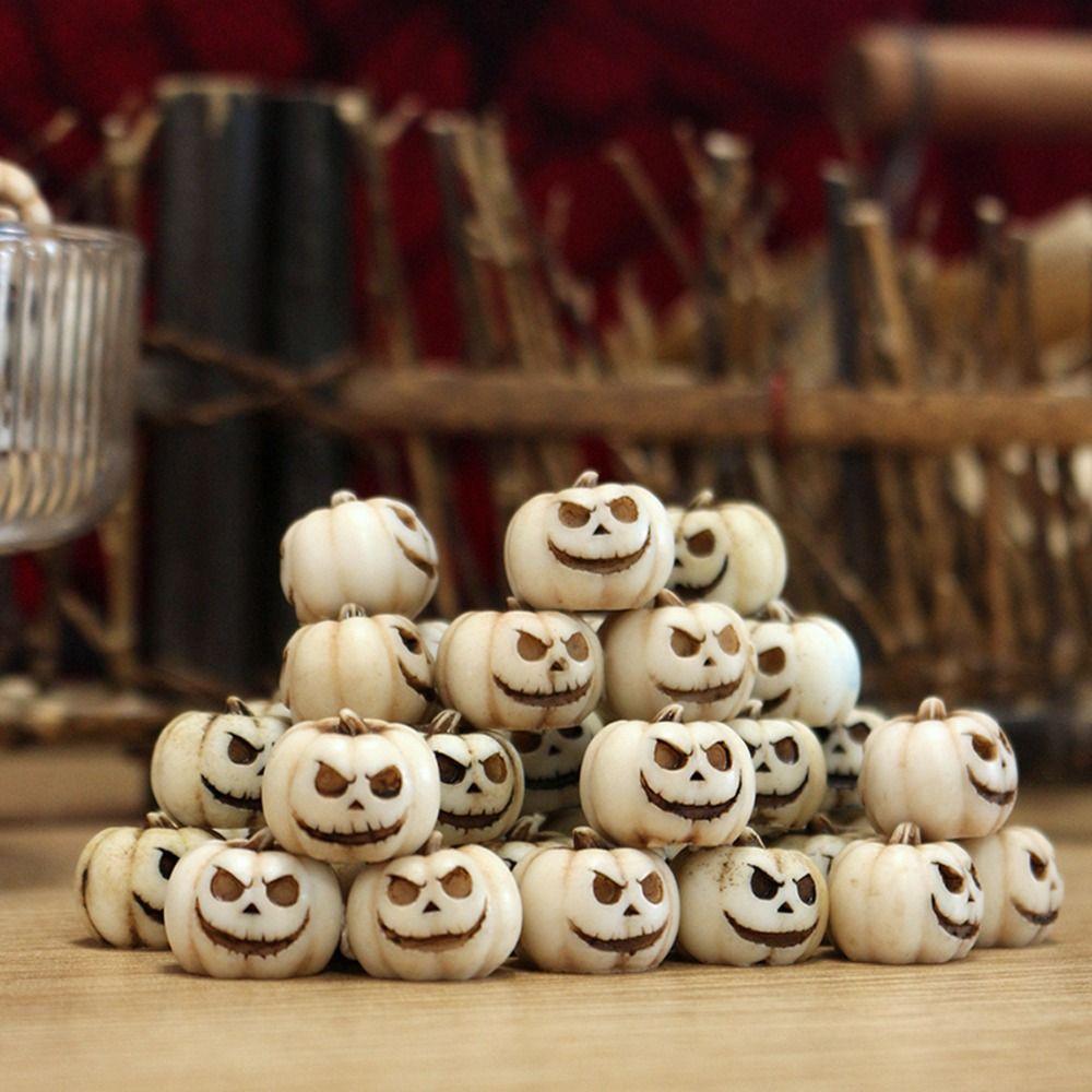 20pcs Resin Halloween Pumpkin Decoration Reusable Scary Mini Fake Simulation Pumpkin Funny Creative Halloween Ornaments