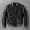 MA-1 Flight Suit Tanned Sheepskin Jacket Natural Leather Jackets For Men Vintage Green Cow Bomber Coat Soft Spring Autumn