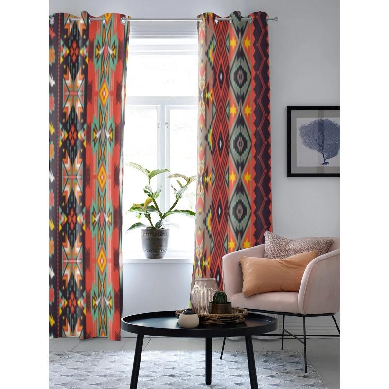 Шторы для окон с узором ацтеков для гостиной — фото 3