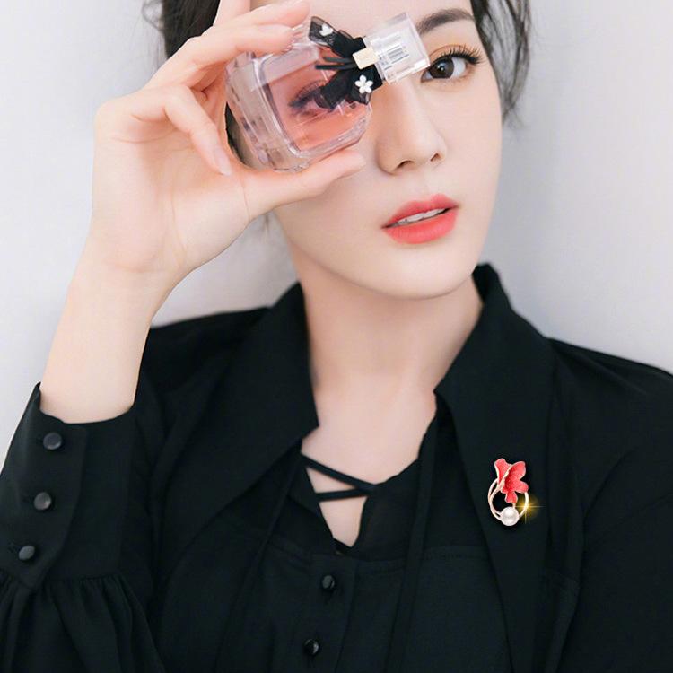 Öltropfenbrosche für Damen, zartes Corsage-Ornament, Brosche mit Perleneinlage, Seidenschal