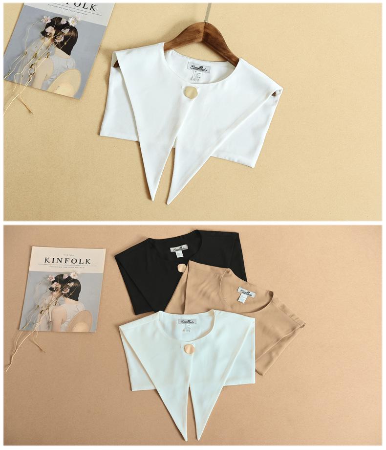 Preppy Navy Collar Sleeveless Button-Up Dickey Shawl