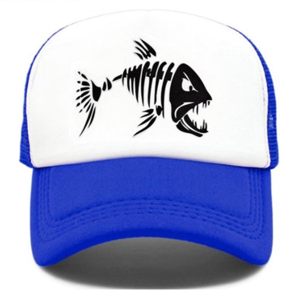 Popular Fish Bone Printed Mesh Hat Baseball Cap, Summer Sunshade Men's and Women's Vacation Sunscreen Hat
