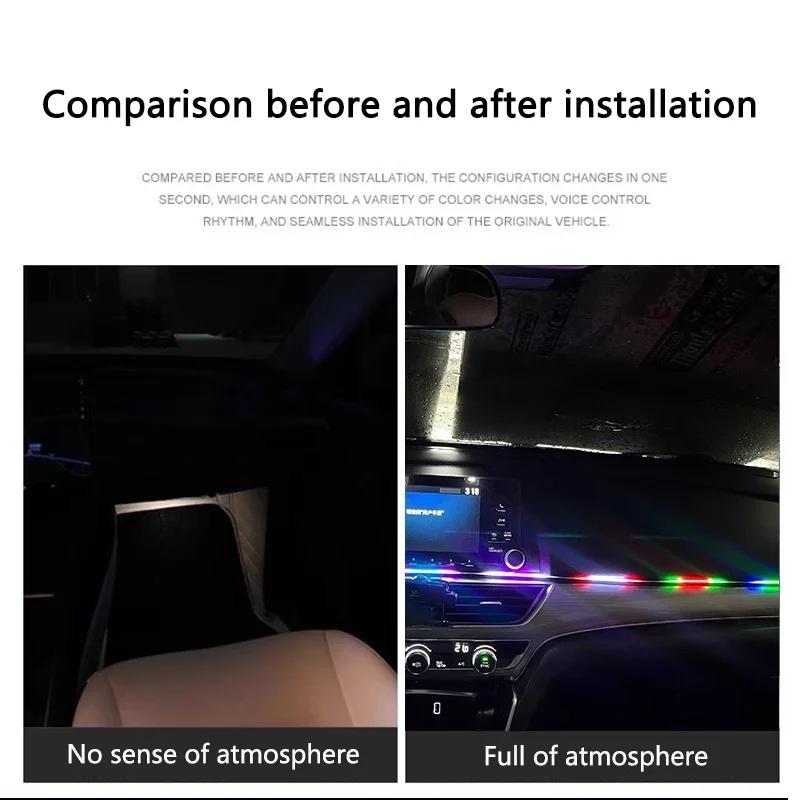 Colorful LED Car Interior Hidden App Remote Control Atmosphere Lamp USB Car Ambient Light Acrylic Strips Dashboard Lights RGB