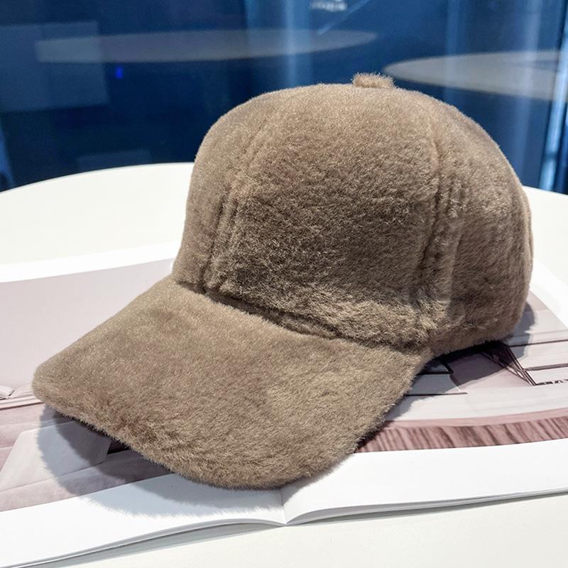 Winter warm plush baseball cap women's outdoor thickened solid color casual simple new student cap