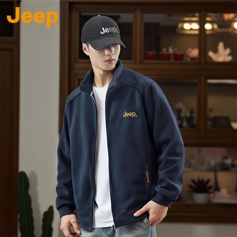 JEEP Men's Stand-Collar Fleece Casual Jacket