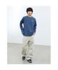 Saendeusaundeu (Unisex) Awning Stripe Long Sleeve T-Shirt Blue