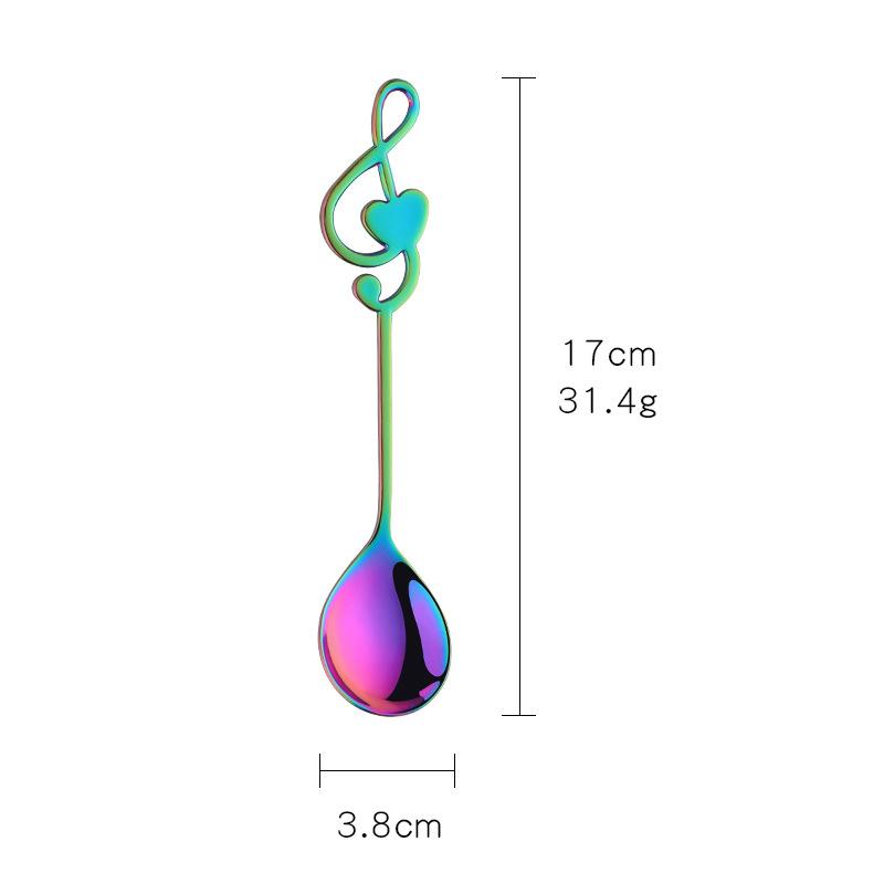 1pc 304 stainless steel note heart-shaped spoon coffee dessert spoon children s large dining spoon разноцветные