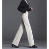 2022 Autumn Winter Korean Solid Color High Waisted Elastic Elegant Wool Office Ladies Women's Trousers  Wide Leg Pants Women