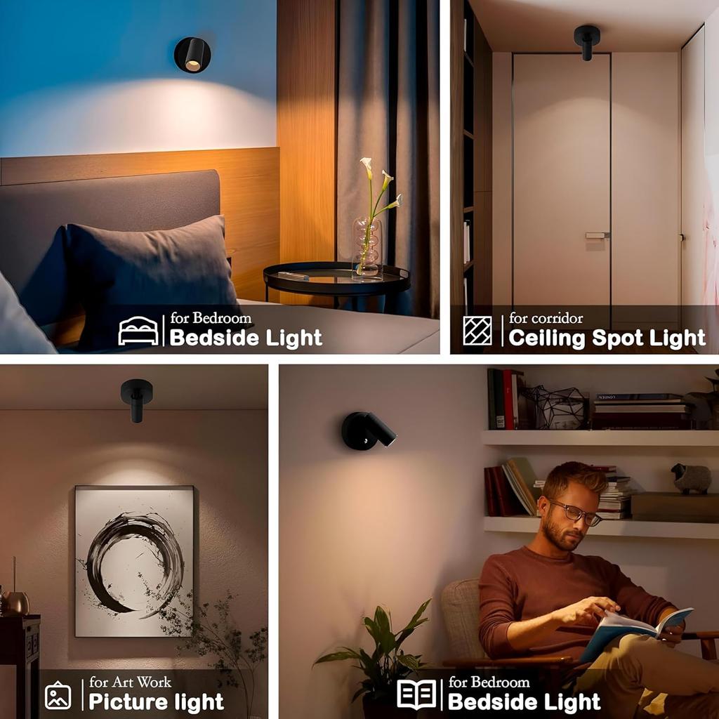 Wireless Spotlights Indoor with Remote Up,Lights Indoor Picture Light Dimmable Accent Uplighting,Battery Operated Spot Lights with 3 Color,Indoor