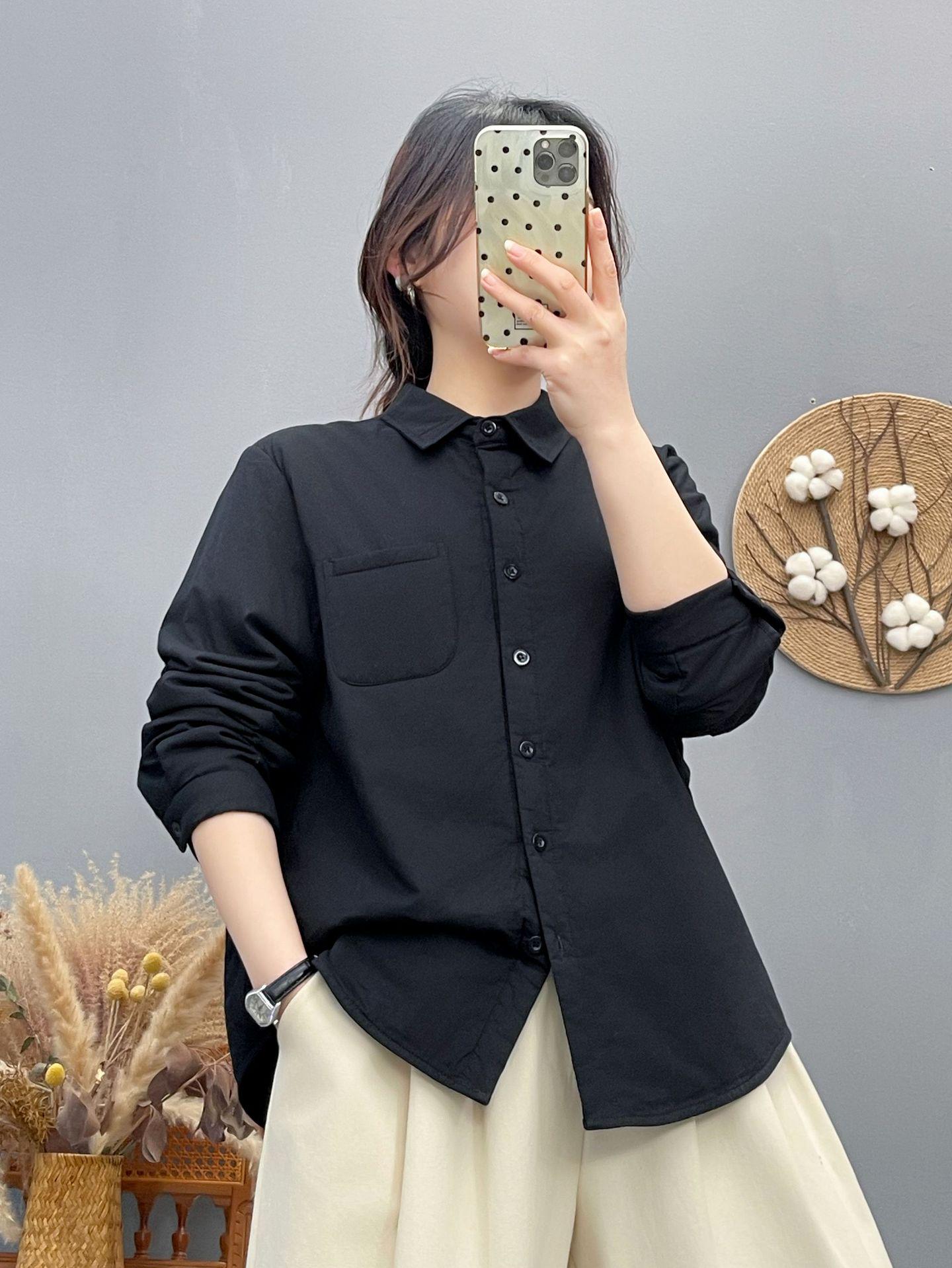 Women s Korean Style Cotton-Padded Jacket - Simple Pointed Collar, Solid Color, Autumn/Winter 2025 Collection. M чёрный