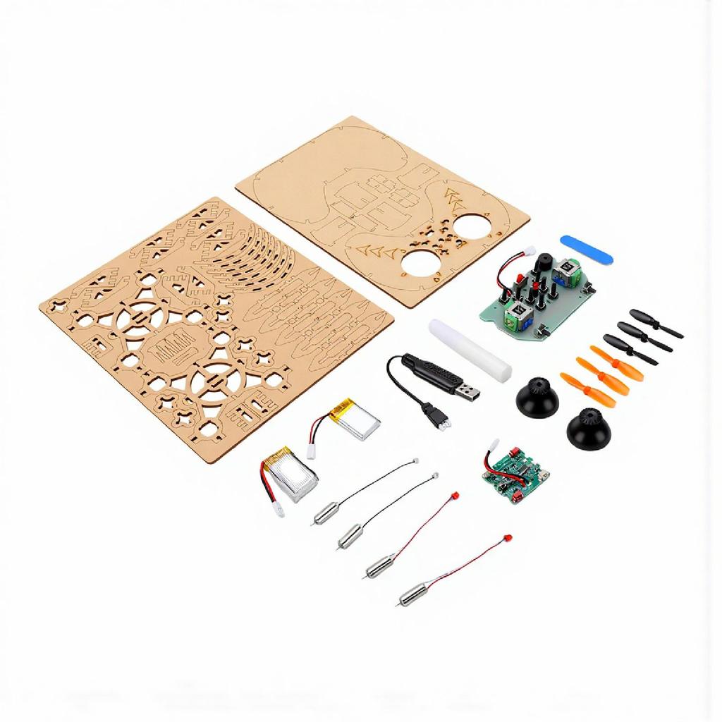 DIY Wooden Drone Model Kit Remote Control Aircraft Training RC Quadcopter Beginner Friendly Flying Toys Assembled Kit