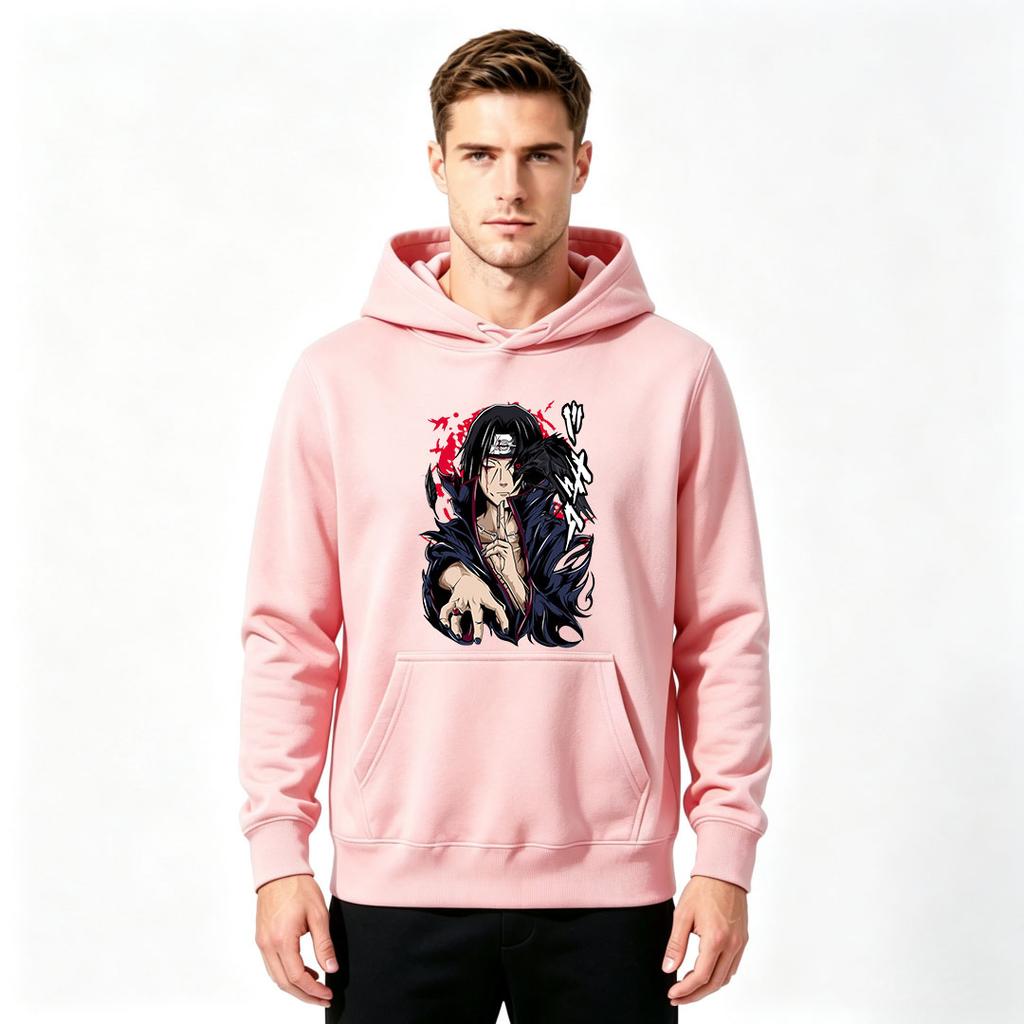 Men Anime Print Pullover Hoodie Long Sleeve Casual Sweatshirt for Daily Wear
